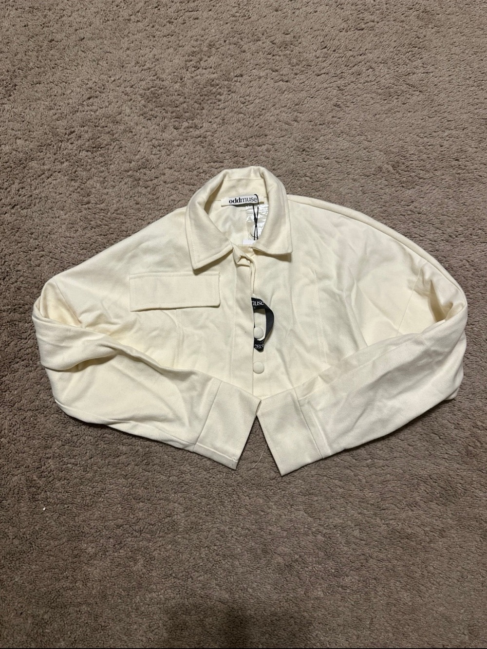 Odd Muse Cream Collared Jacket with Button Front